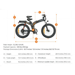 ENGWE X24 24" Fat Tire Faltbares Elektrofahrrad MTB 1200W (Spitze) Motor 48V 29,2Ah Doppelbatterie