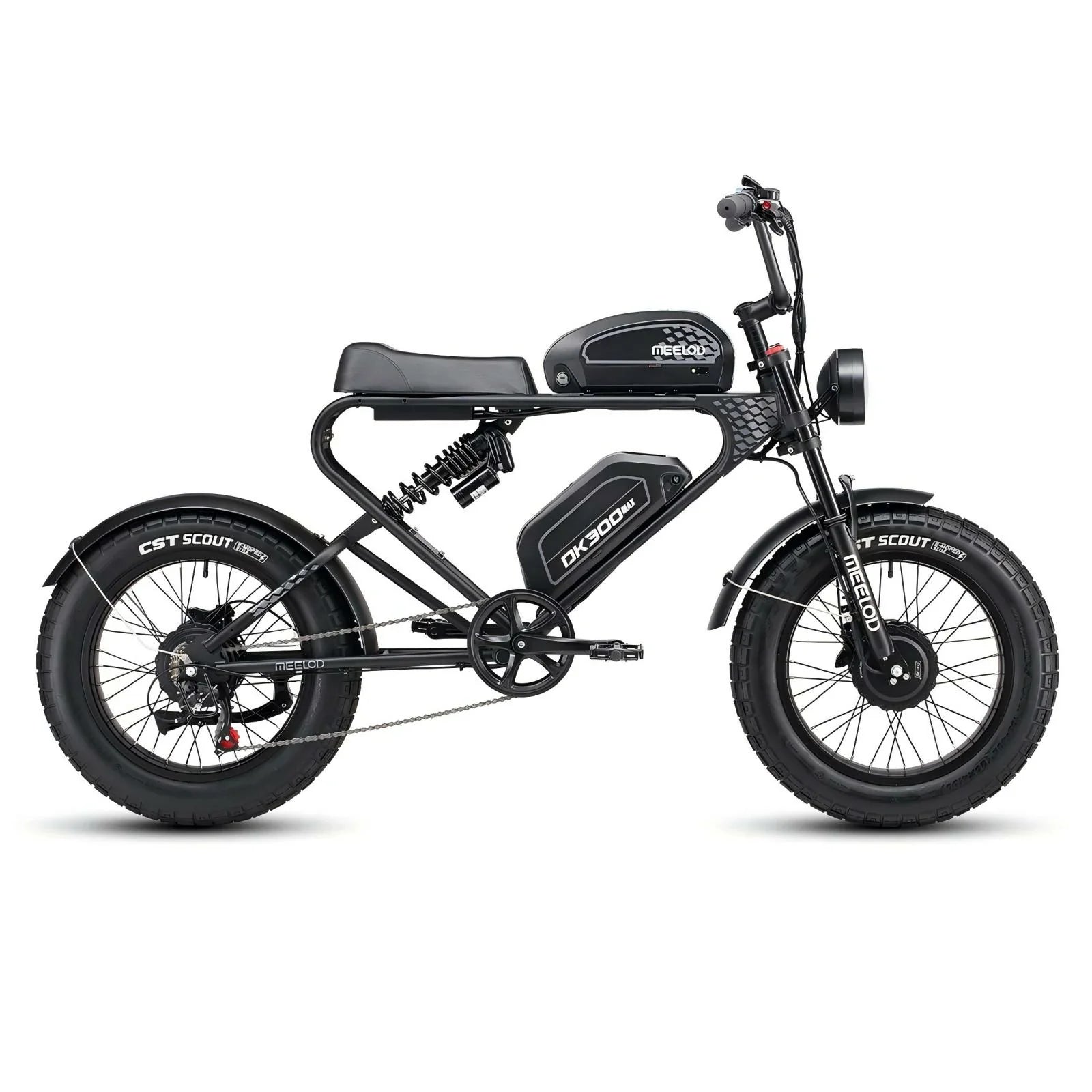 MEELOD DK300 MAX 20" Retro Moped Style Electric Bike 2400W Peak Dual Motors 48V 20Ah Dual Batteries