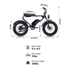 MEELOD DK200 20" Retro Moped Style Electric Bike 750W Motor 48V 13Ah Battery