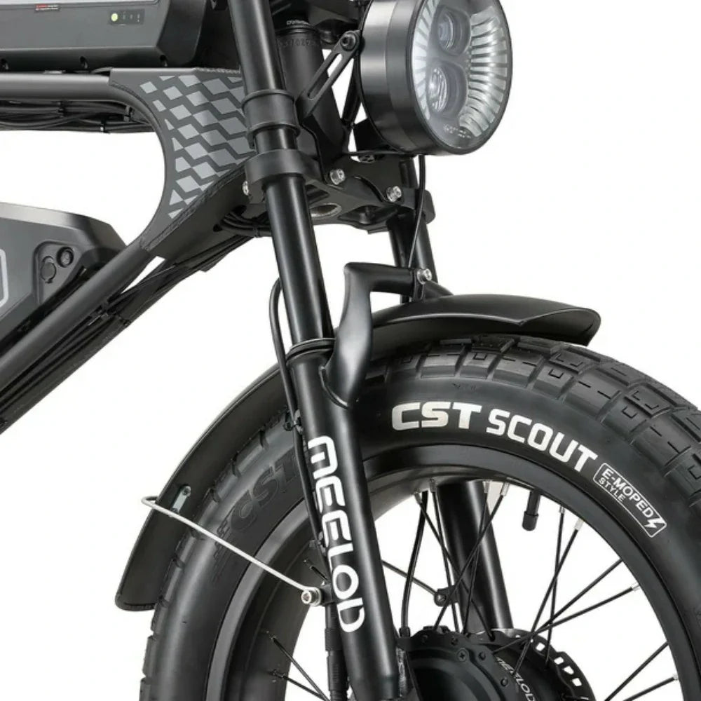 MEELOD DK300 MAX 20" Retro Moped Style Electric Bike 2400W Peak Dual Motors 48V 20Ah Dual Batteries