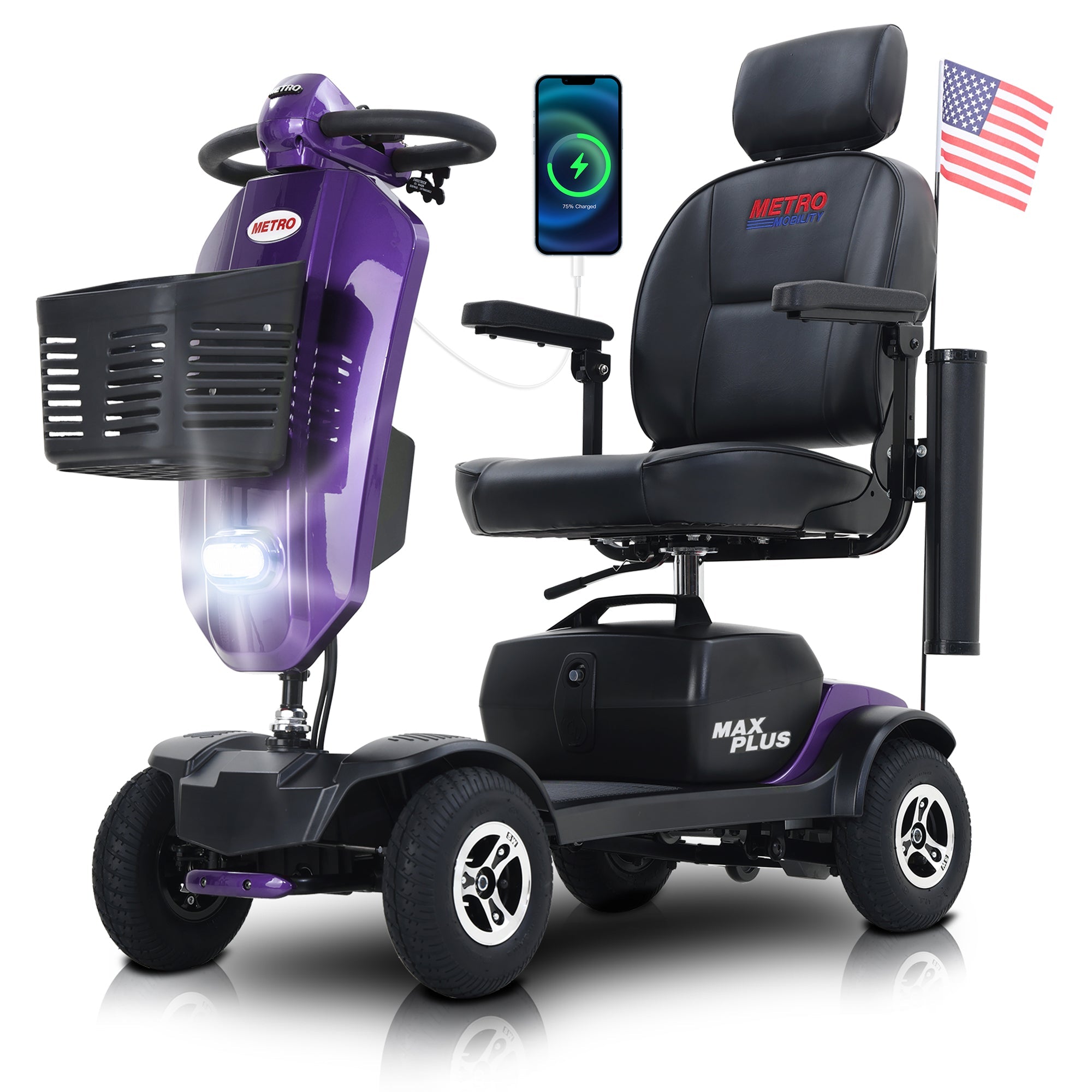 METRO MOBILITY MAX PLUS 9" 4 Wheel Electric Mobility Scooter  300W Motor 24V 20Ah Battery