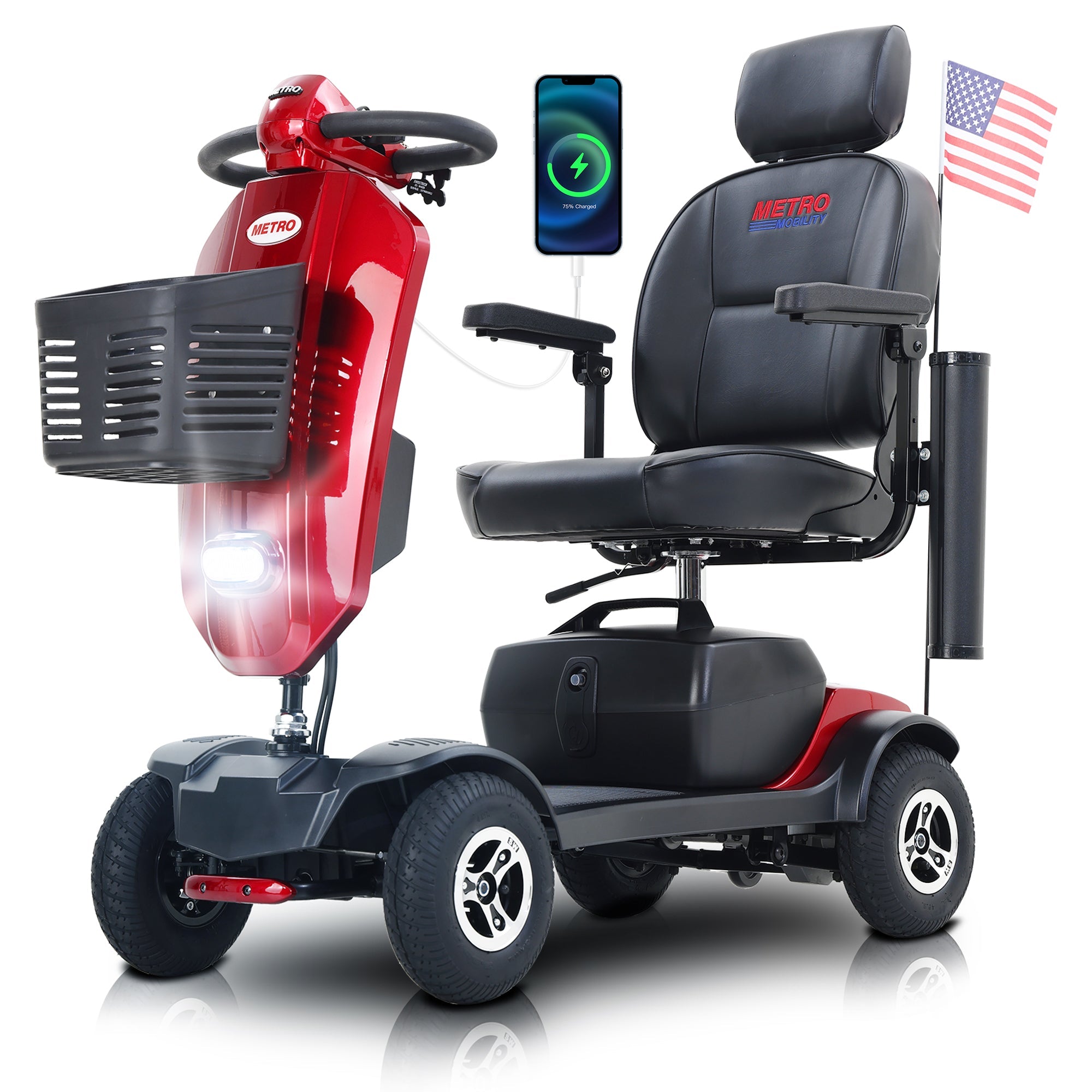 METRO MOBILITY MAX PLUS 9" 4 Wheel Electric Mobility Scooter  300W Motor 24V 20Ah Battery