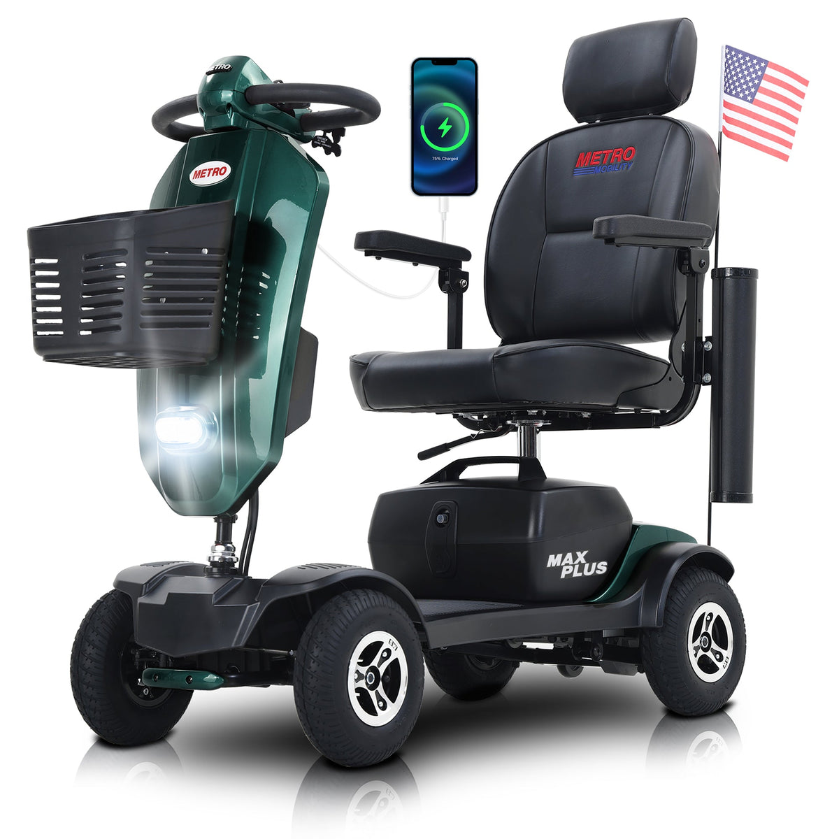 METRO MOBILITY MAX PLUS 9" 4 Wheel Electric Mobility Scooter  300W Motor 24V 20Ah Battery