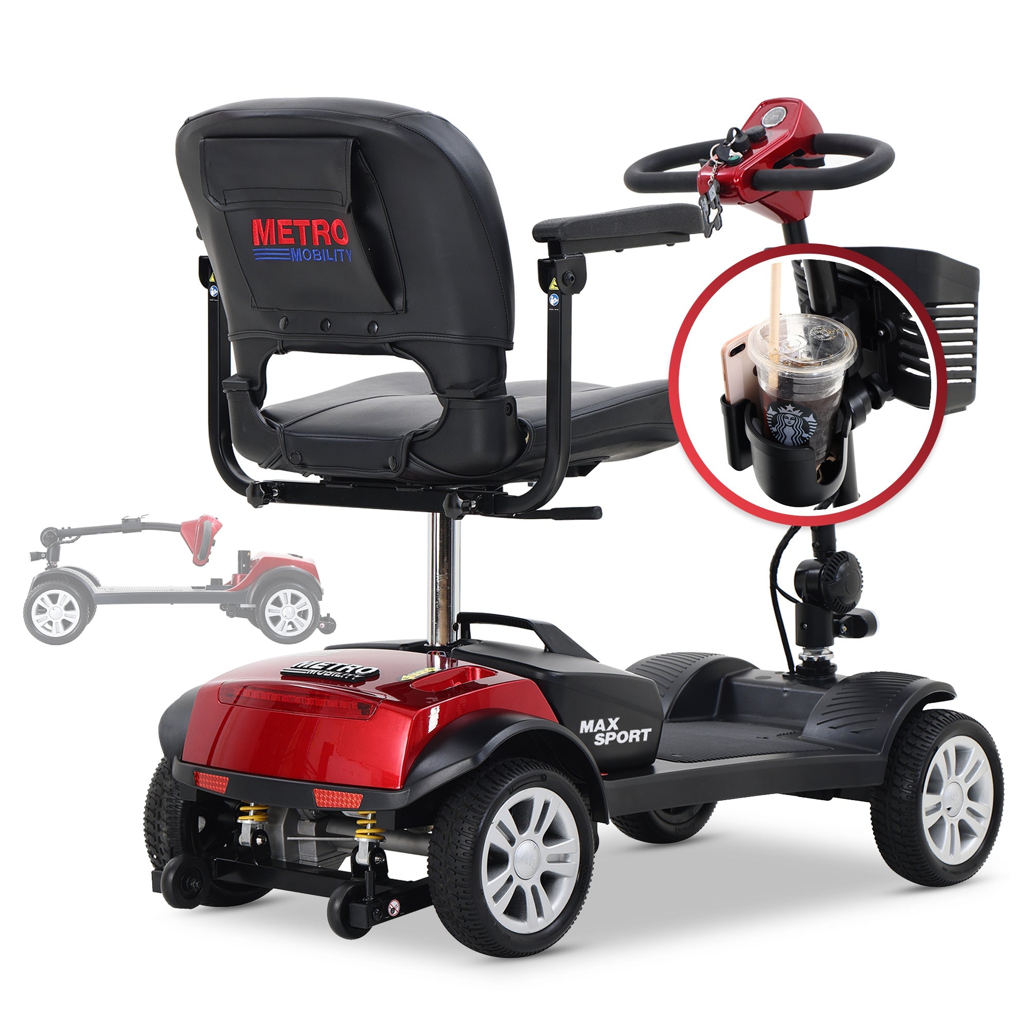 METRO MOBILITY MAX SPORT 9" 4 Wheel Electric Mobility Scooter  300W Motor 24V 12Ah Battery