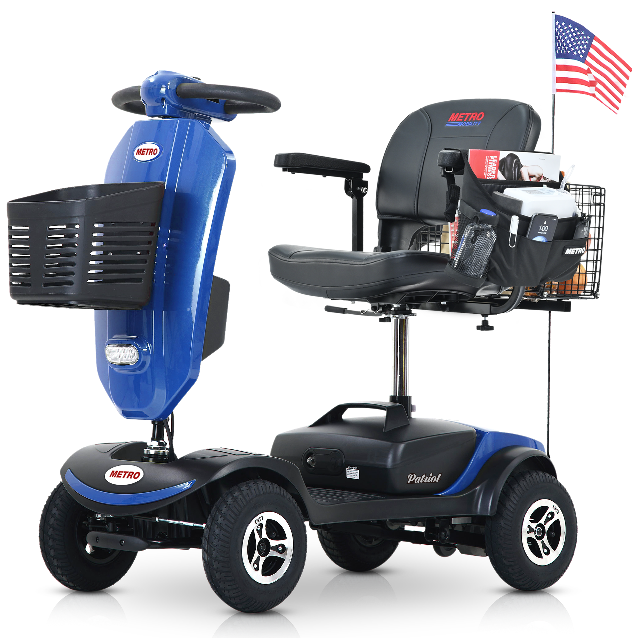 METRO MOBILITY UPGRADED PATRIOT 9" 4 Wheel Electric Mobility Scooter  300W Motor 24V 12Ah Battery