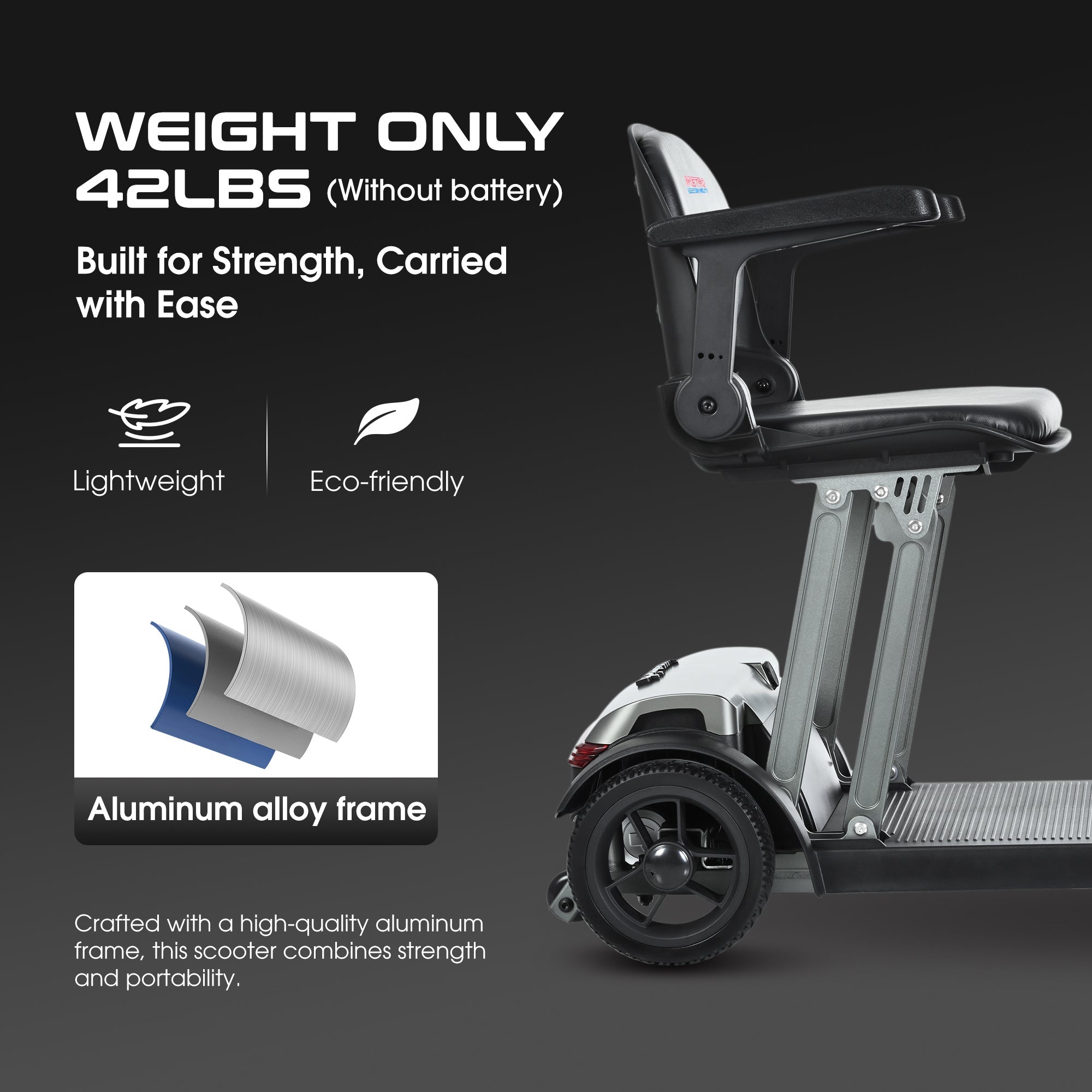 METRO MOBILITY AIR TRAVELLER 8" 4 Wheel Mobility Scooter 180W Motor 24V 20Ah Battery