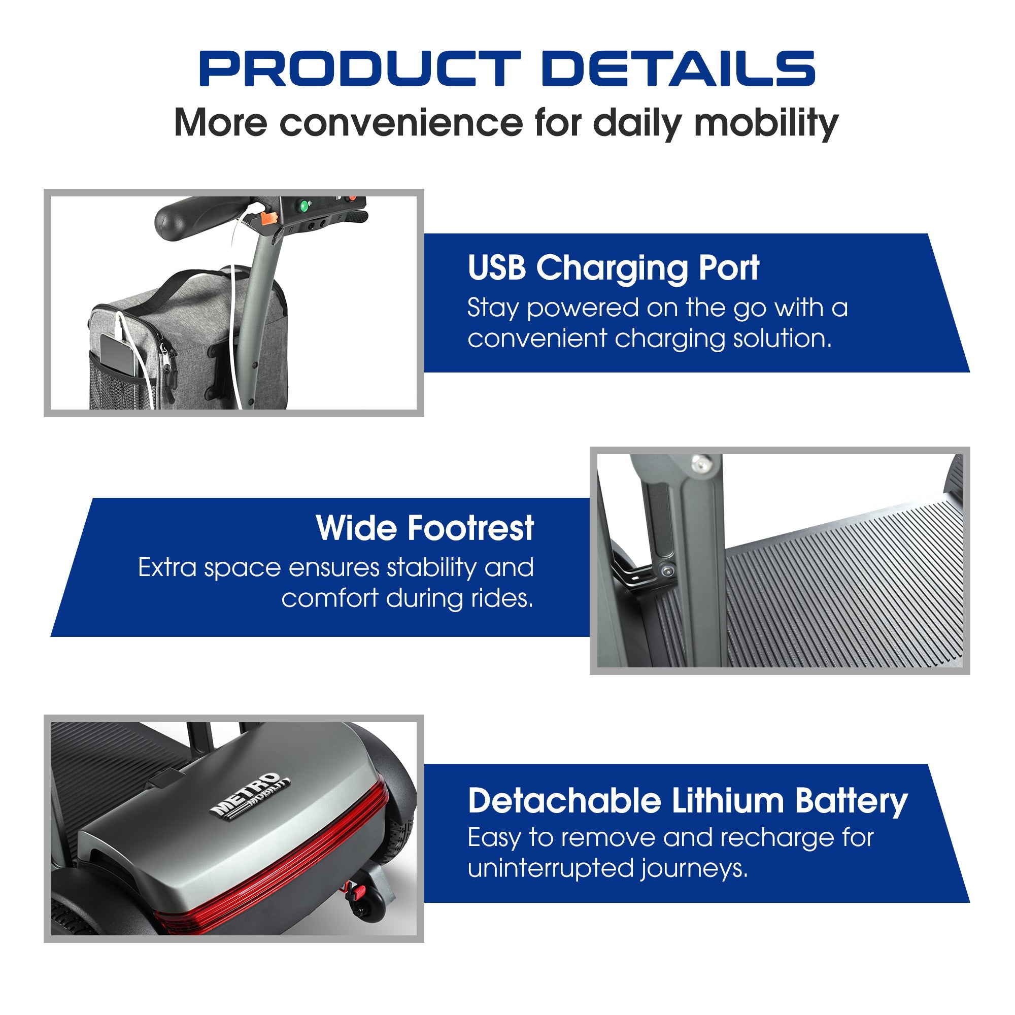 METRO MOBILITY AIR TRAVELLER 8" 4 Wheel Mobility Scooter 180W Motor 24V 20Ah Battery