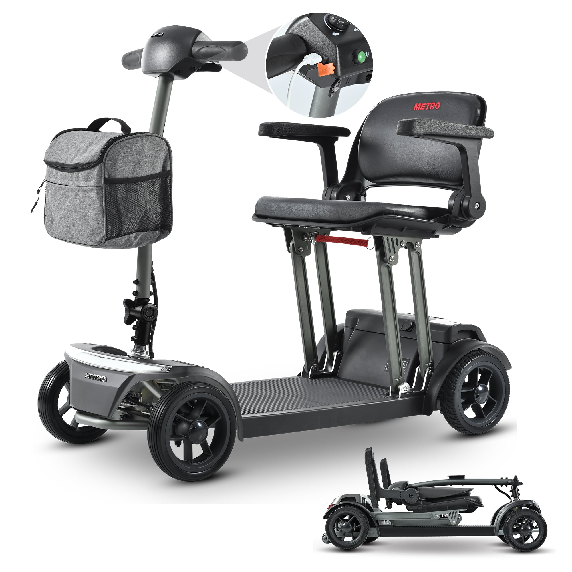 METRO MOBILITY AIR TRAVELLER 8" 4 Wheel Mobility Scooter 180W Motor 24V 12Ah Battery