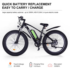 NIUBILITY B26 26" Electric Mountain Bike 1000W Motor 48V 15Ah Battery