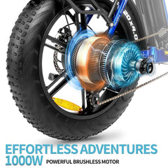 RIDSTAR MN20 20" Fat Tire Folding Electric Bike 1000W Motor 48V 15Ah/20Ah Battery