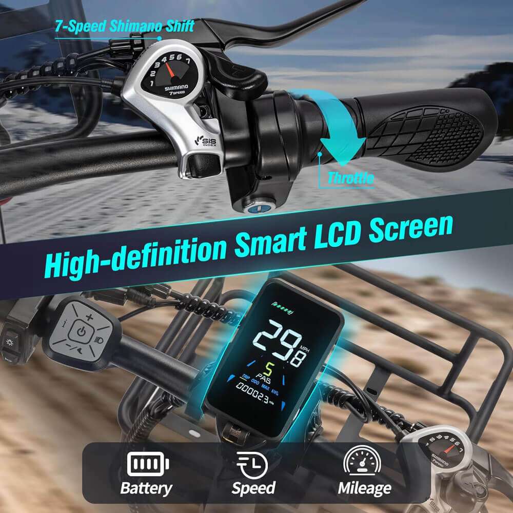 RIDSTAR MN20 20" Fat Tire Folding Electric Bike 1000W Motor 48V 15Ah/20Ah Battery