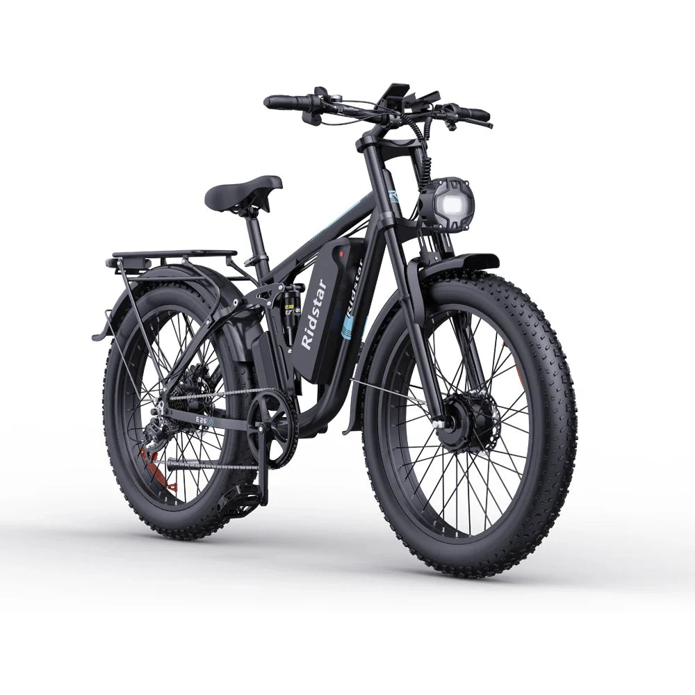 RIDSTAR E26 Pro 26" Fat Tires Mountain Electric Bike 2000W Dual Motor 48V 23Ah Battery