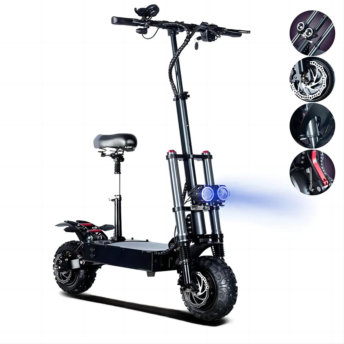 TOURSOR E5B 11" Folding Electric Scooter with Seat 2800W*2 Dual Motors 60V 40Ah Battery
