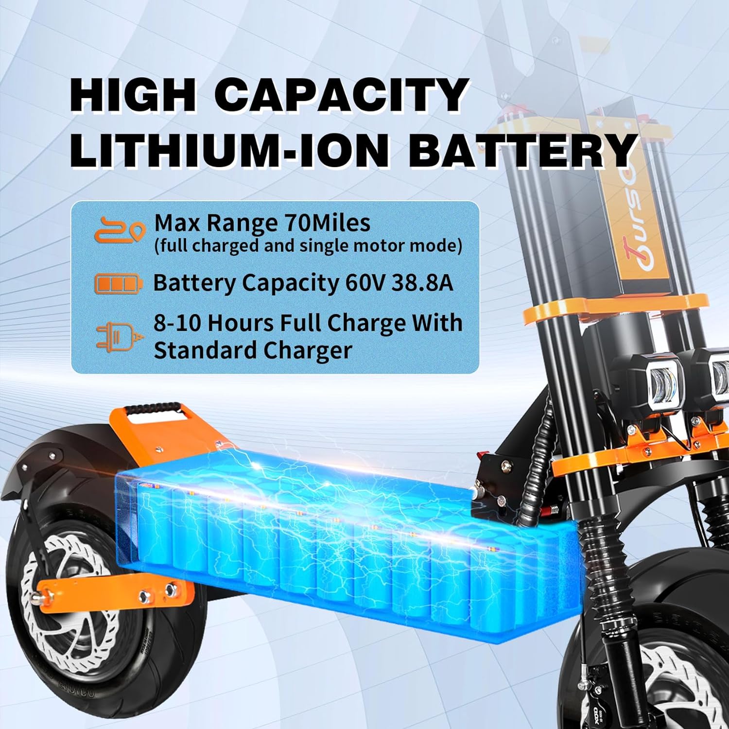 TOURSOR X8 13" Folding Electric Scooter with Seat 4000W*2 Dual Motors 60V 38.8Ah Battery