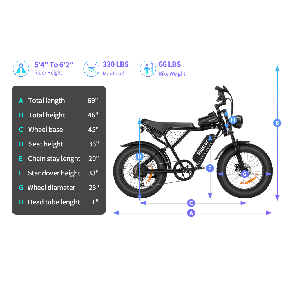 RIDSTAR Q20 Lite 20" Fat Tires Electric Bikes 1000W Motor 48V 15Ah Battery